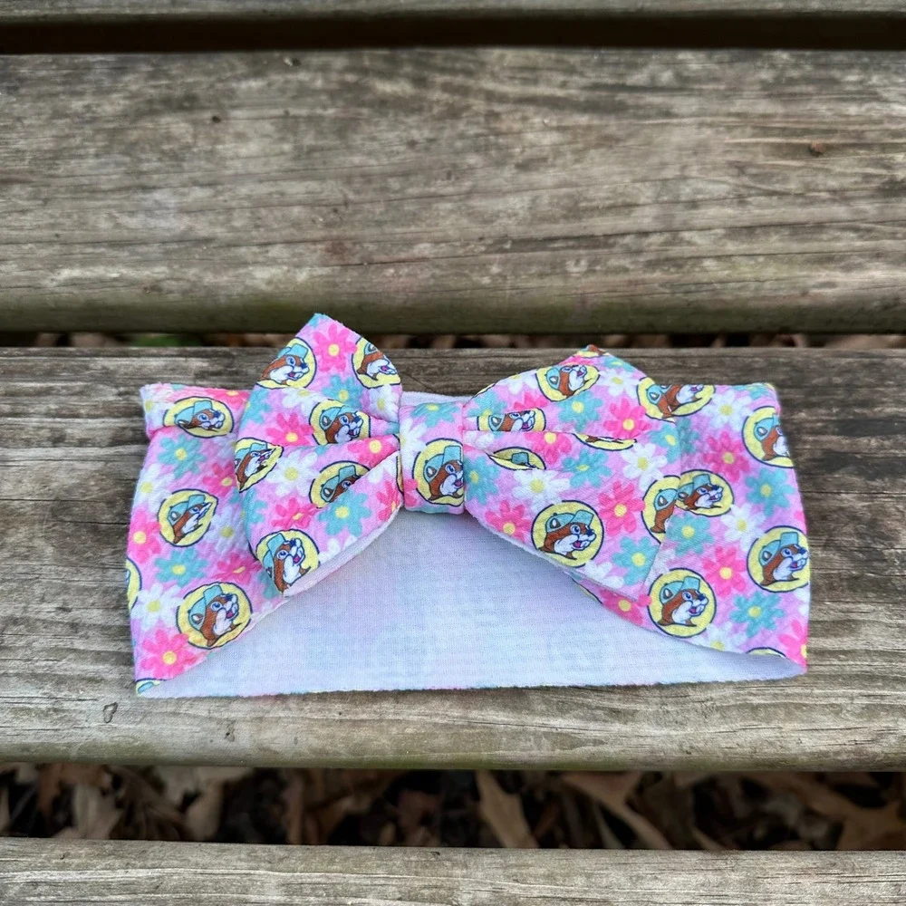 Buc-ee's Kids Bow Headband‎ Flower Print Bucee Beaver Character Cute Accessory
